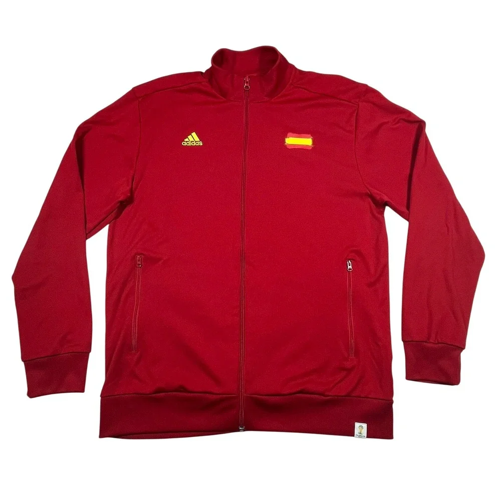 Adidas Track Jacket Mens Large Red Spain 2014 FIFA World Cup G77813 Soccer Core